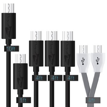 Micro USB Cable, Royal Flag [6-Pack,1ft 4ft 10ft] Premium Micro USB Cable High Speed Transfer USB 2.0 A Male To Micro B Sync And Data Charging Cable For Android, Samsung HTC Motorola Kindle Nokia Sony