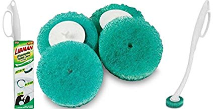 Disposable Toilet Scrubber Wand Cleaner Kit by Libman with 4 refill Pads