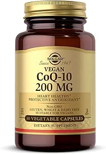 Solgar Vegetarian CoQ-10 200 mg, 30 Vegetable Capsules - Heart Healthy, Protective Antioxidant - Coenzyme Q10 (CoQ-10) Supplement - Vegan, Gluten Free, Dairy Free, Kosher - 30 Servings