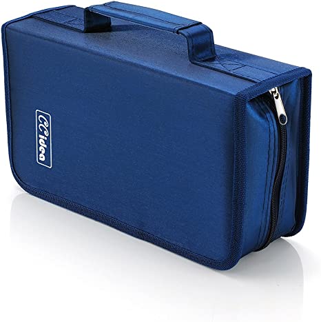 CCidea CD Case DVD Storage Holder, 128 Capacity DVD Cases Organizer CD Plastic Protective Carrying Binder,Portable Cd Wallet for Home Travel (Blue)