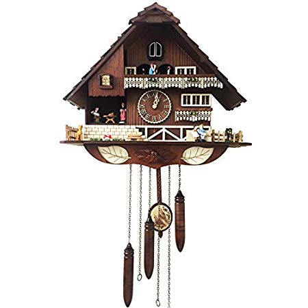 KANGKANGFA Music Alarm Clock Antique Bird Wall Clock With Black Forest