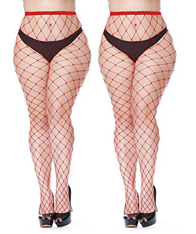 Womem's Sexy Black Fishnet Tights Plus Size Net Pantyhose Stockings