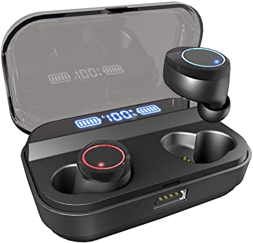Wireless Earbuds, U-ROK Bluetooth 5.0 Earphones with Charing Case LED Digital Display Touch Control 90H Playtime in-Ear Headphones IPX8 Waterproof Headset Built-in Microphone for Sports, Gym (X11)