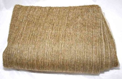 Super Soft Alpaca Wool Hand-Woven Throw Blanket (Soft Brown Earth Tone Cream Cross Weave)