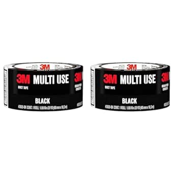 3M Multi-Use Colored Duct Tape, Black with Strong Adhesive and Water-Resistant Backing, Multi-Surface Duct Tape for Indoor and Outdoor Use, 1.88 Inches x 20 Yards, 1 Roll (Pack of 2)