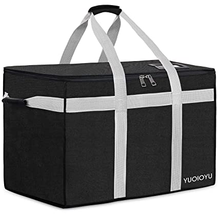 YUOIOYU Insulated Food Delivery Bag Pizza Delivery Bag Restaurant Supply Bag for Hot/Cold Food Delivery, Uber Eats, Catering Supply, Family Shopping, Lunch Container Store, Grocery Transport - 80L, Black