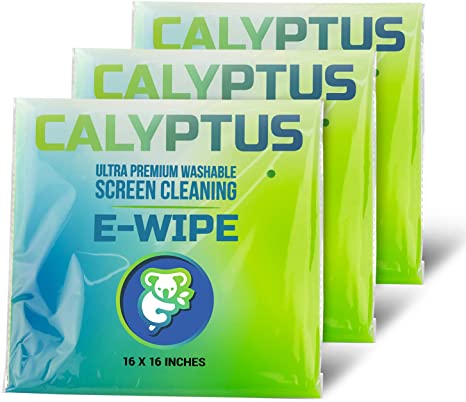 Calyptus Screen Cleaner Cloths | High Tech Microfiber Screen Cleaning Electronic Wipes | Safe for Cleaning Television, Digital Screen, Smart Phone, Laptop, Tablet | 16 x 16 XL E-Wipes, 3 Pack