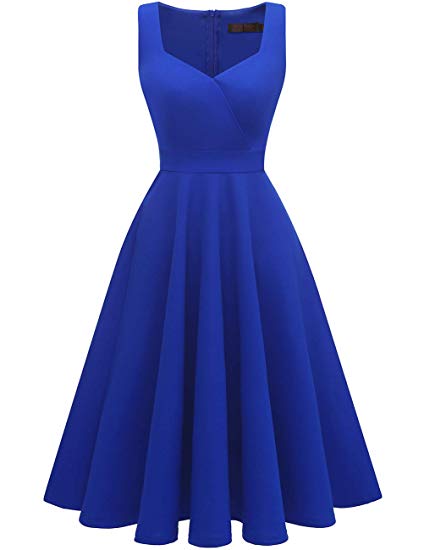 DRESSTELLS Women's Bridesmaid Sleeveless Ruched Tea Dress Cocktail Swing Party Dress