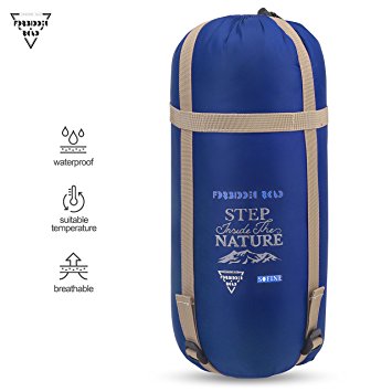 Forbidden Road 380T Nylon Portable Sleeping Bag Single 0 ℃/ 32 ℉(5 Colors) Lightweight Waterproof Envelope for Man Woman 4 Seasons Camping, Hiking, Backpacking - Free Compression Bag Included