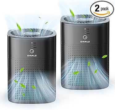 CHIVALZ Air Purifiers for Bedroom, Air Purifiers for Home Bedroom up to 216ft², Quiet Air Cleaner with 24dB Sleep Mode, H13 HEPA Filter, Black (2 Pack)