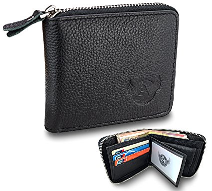 Christmas gifts Admetus Men's Genuine Leather Short Zip-around Bifold Wallet