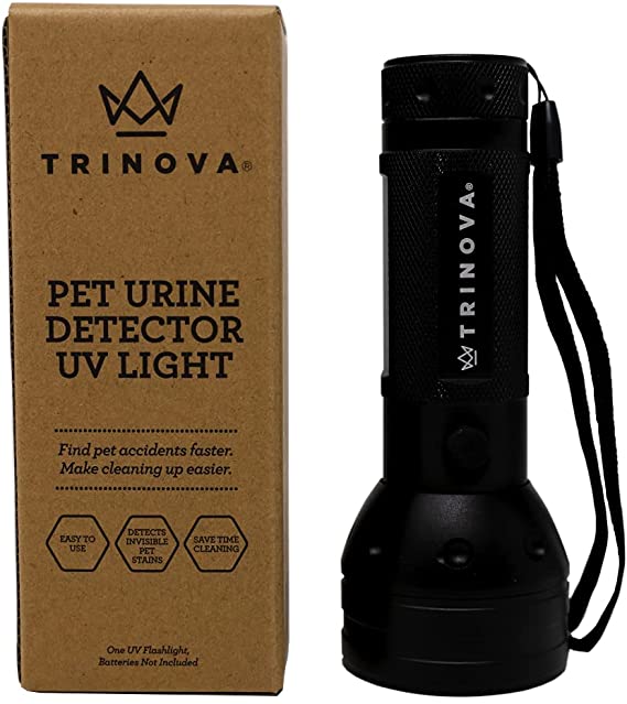 TriNova Pet Urine Detector UV Flashlight - LED Ultraviolet Black light Quickly Detects Cat & Dog Pee Stains on Carpet, Upholstery and More