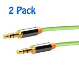 2 Pack65 Feet  20 Meter- 35mm Male To Male Stereo Auxiliary Aux Audio Cable -Gold Plated Plugs Designed for iPhone iPad iPod Smartphone Tablet and MP3 PlayerGreen