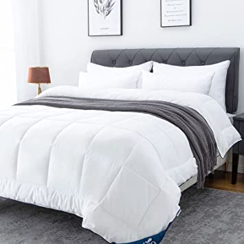 Lucian White Comforter King Size - All Season Down Alternative Comforter, Hotel Quilted Cooling Duvet Insert for Summer Super Soft Lightweight Duvet for King Bed(90x106 inches, White)