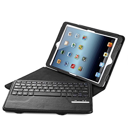 iPad Air / Air 2 Keyboard   Leather Cover, Poweradd Bluetooth iPad Keyboard Cover w/ Removable Wireless Keyboard, Built-in Multi-angle Stand for Apple iPad Air 1/2, iPad 5/6 [Apple iOS 10  Support]