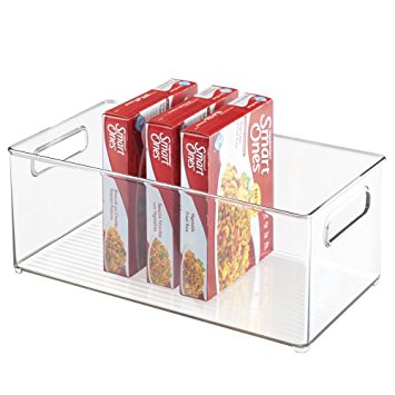 mDesign Kitchen, Pantry, Refrigerator, Freezer Storage Organizer Bin - Deep, Clear