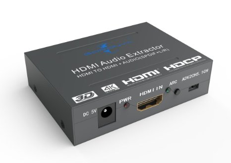 Goronya 4K x 2K HDMI to HDMI and Optical TOSLINK SPDIF   L/R Stereo Audio Extractor Converter with ARC Function HDMI Audio Splitter Adapter--Supports Ultra HD 4K,3D, Full HD 1080p