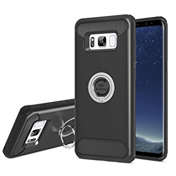 Galaxy S8 Case, SPARIN [Hard PC   Soft TPU] Dual Layer Protective Case Cover with 360° Rotating Built-in Ring Grip kickstand For Samsung Galaxy S8, Black