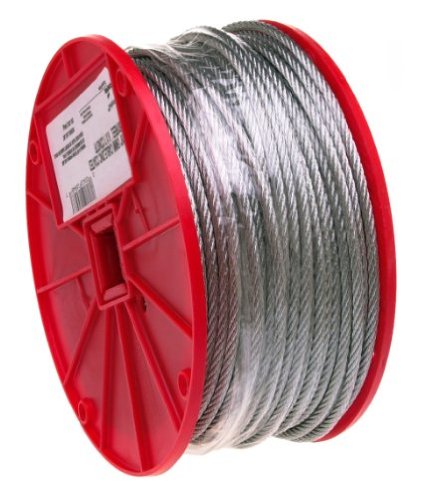 Galvanized Steel Wire Rope on Reel 7x7 Strand Core 332quot Bare OD 500 Length 184 lbs Breaking Strength