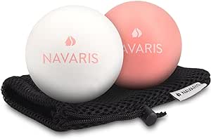 Navaris Set de 2 Bolas para masajes - Bolas de Lacrosse para automasajes - 2 Pelotas para Fisioterapia Crossfit Terapia de Puntos - Massage Balls