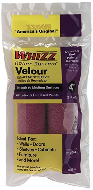 Work Tools International 51012 4-Inch Whizz Paint Roller Cover, Velour Fine Finish, 2-Pack