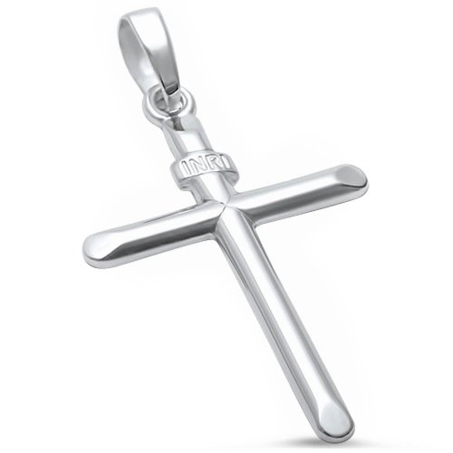 Solid Cross 925 Sterling Silver Pendant 15