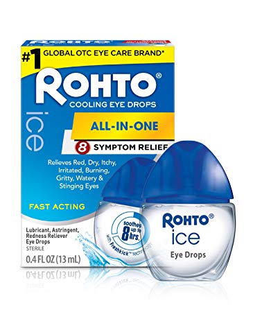Rohto Ice All-in-one, Multi-Symptom Relief Cooling Eye Drops, 0.4 Ounce, 3 Count