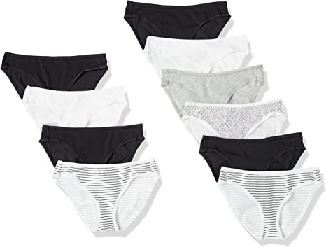 Amazon Essentials Women's Cotton Stretch Bikini Panty, 6-Pack/10-Pack