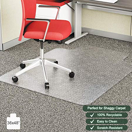 FRUITEAM Heavy Duty Carpet Chair Mat Non Breakable Polyvinyl chlorideThick and Sturdy Highly Transparent Premium Quality for Low and Medium Pile Carpets 36" X 48" 2mm with Lip Shipped Flat