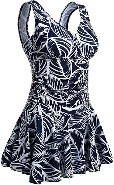 MiYang Women's Plus-Size Flower Printing Shaping Body One Piece Swim Dresses Swimsuit