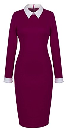 HOMEYEE Women's Celebrity Turn Down Collar Business Bodycon Dresses