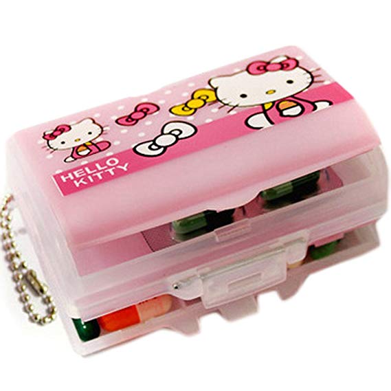 E.a@market Cute Hellokitty Portable Travel Mini Medicine Box