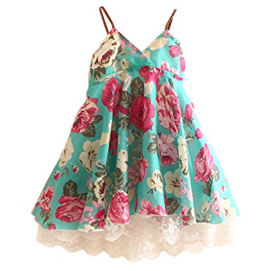 LittleSpring Little Girls' Dress Sleeveless Flower Lace