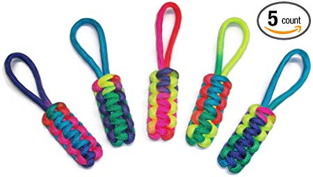 Redvex Zipper Pulls - Knife Lanyards - Equipment Lanyards - Paracord Cobra Style - Choose Your Color & Size (Qty 5)