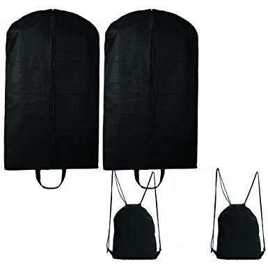 Garment Bag, 2 Pack 47" BuyAgain Travel Carry On Garment Bag W/ Drawstring Bag