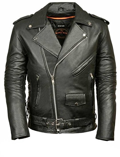 MILWAUKEE LEATHER Men's Classic Side Lace Police Style Motorcycle Jacket (Black, XX-Large)
