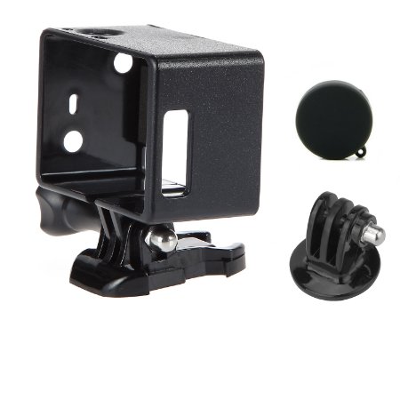 Luxebell Frame Border Mount Housing with Protective Lens Cover for Gopro Hero 4 3  and 3 with Bacpac Screen or Battery