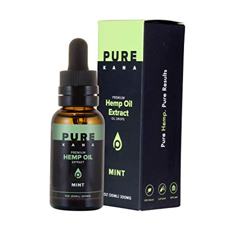 PureKana Oil - Mint Flavored Pure Hemp Oil Extract - 100% Natural - Reduce Anxiety, Relieve Pain, Improve Sleep Quality (300mg)