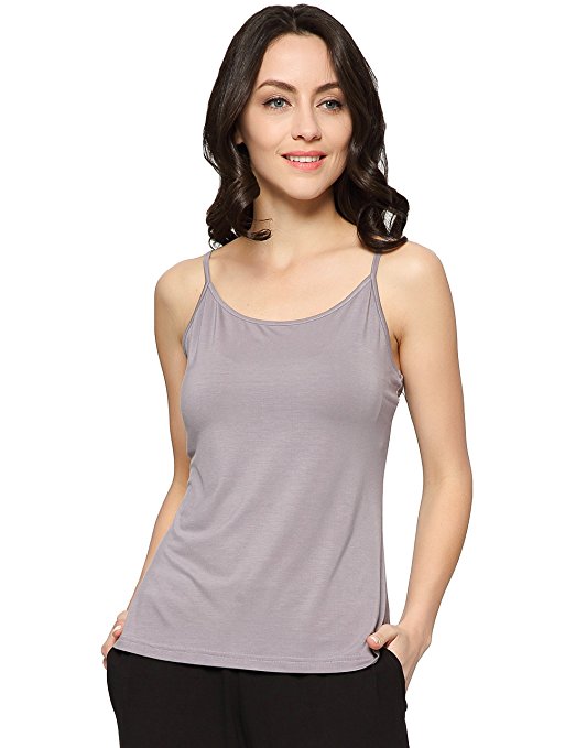 GYS Women's Soft Bamboo Top Camisole Adjustable Straps Cami Tank Top (Gray, White, Black, S-2XL)