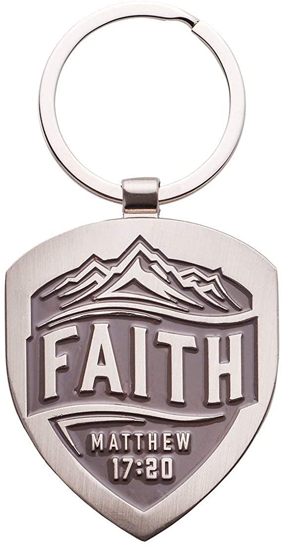 Faith - Matthew 17:20 Christian Keychain, Metal Keyring for Men