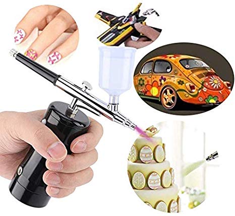 【Update Version】Ergonomic Airbrush Kit|Steel Portable Rechargeable Handheld Mini Air Compressor Airbrush Set for Makeup Toys Model Tattoo Nail Art Face Paint Cake Decor with 9/20/40CC Cup