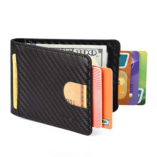 Slim Mens Wallets for Men - RFID with Strap Money Clip - Premium Quality