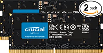 Crucial RAM 16GB Kit (2x8GB) DDR5 4800MHz CL40 Laptop Memory CT2K8G48C40S5