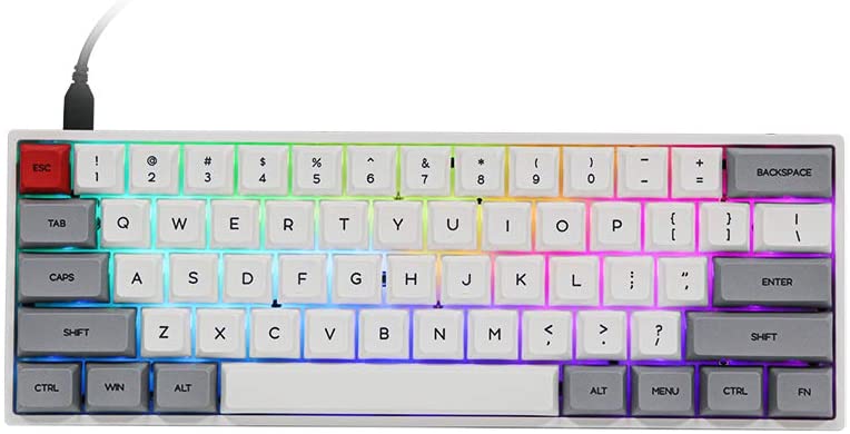 Epomaker SK61S 61 Keys Bluetooth 5.1 Hot Swappable Mechanical Keyboard with RGB Backlit, NKRO, IP6X Waterproof, Type-C Cable for Win/Mac/Gaming (Gateron Optical Blue, Grey)