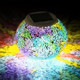 Color Changing Solar Powered Glass Ball Led Garden Lights Rechargeable Solar Table Lights Outdoor Waterproof Solar Night Lights Table Lamps for Decorations Ideal Gifts