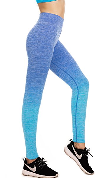RUNNING GIRL Ombre Yoga Leggings Power Stretch High Waist Yoga Pants Super Soft Running Tights