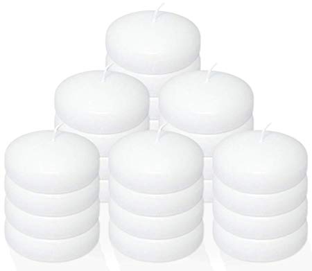 Stock Your Home 10 Hour Burning White Unscented Classic Floating Candles for Weddings, Parties, Special Occasions and Home Decorations (Set of 24)
