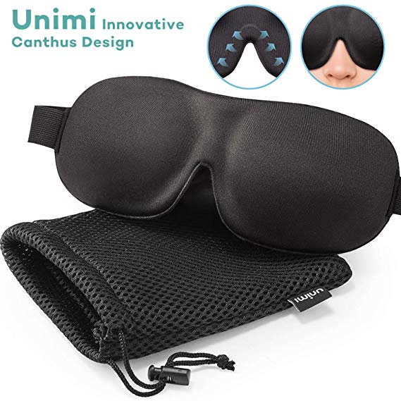 Sleep Mask for Woman & Man UNIMI Upgraded Contoured 3D Eye Mask Eye Cover For Sleeping - Comfortable Sleeping Mask No Pressure On Your Eyeballs - Create Total Darkness -Black