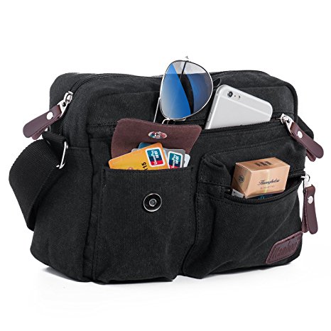 Unisex Small Vintage Canvas Shoulder Satchel Bag Messenger Fanny Pack Cross body Bags Case for iPad Travel Sling Bag Portfolio Working Bag Men's Purse Organizer Outdoor Gear for Climbing Hiking