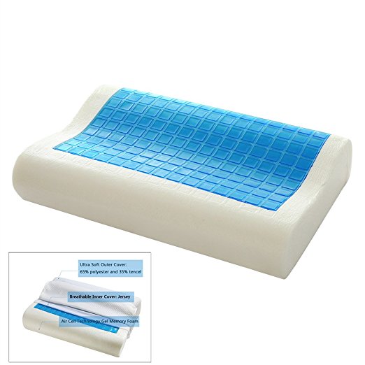ARTALL Contour Memory Foam Pillow, Orthopedic Curved and Cooling Gel Technology for Neck Pain Relief